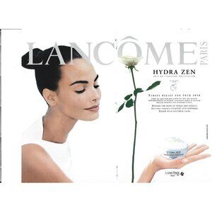 Hydra Zen Lancome Paris Moisturizer Makeup 1990s Vintage Print Ad 2 PAGE